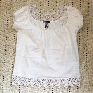 White Peasant Top Lace Crochet Boho Skirt Festival